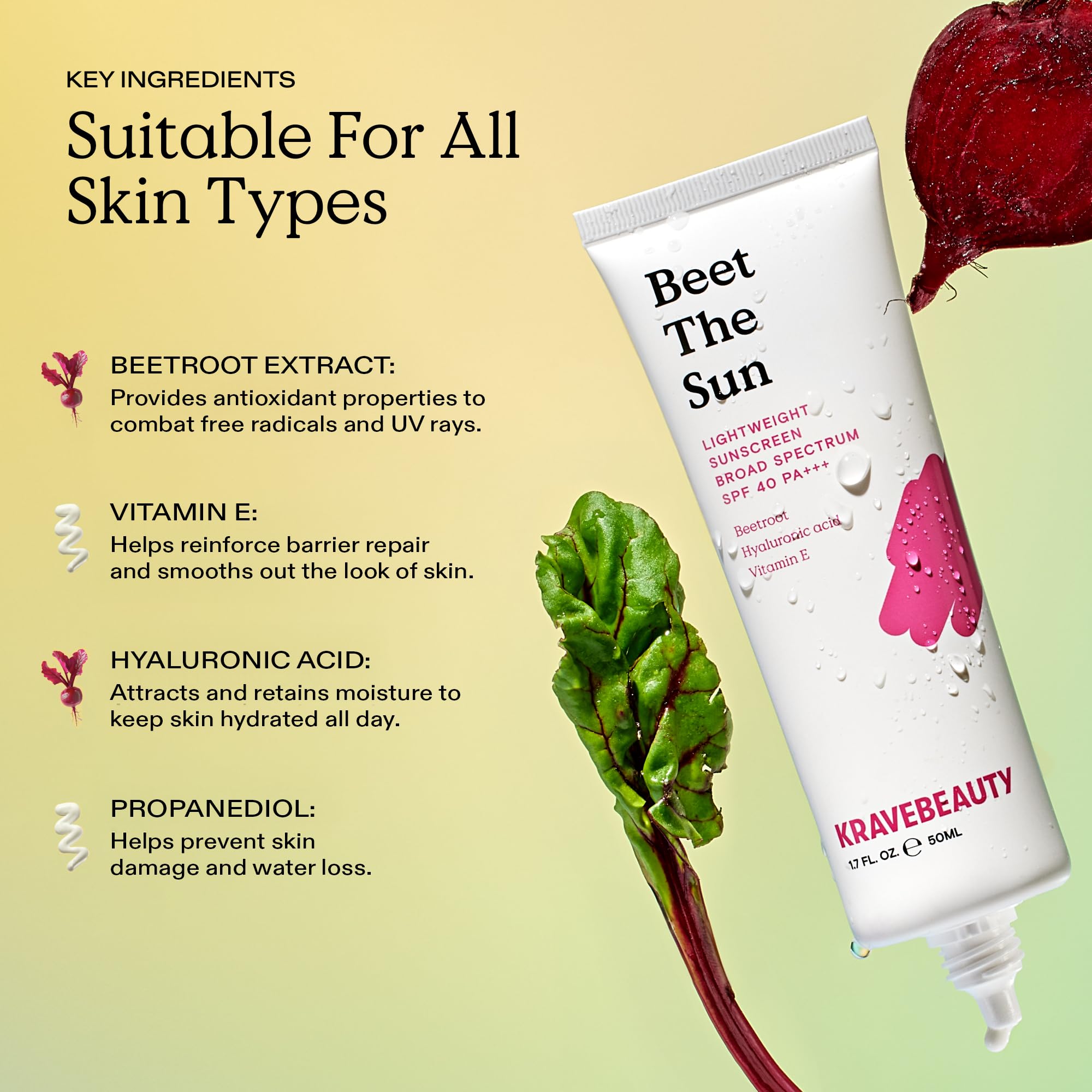 KraveBeauty Beet The Sun SPF 40 PA+++ Sunscreen, 2 Pack, 2 x 50 mL