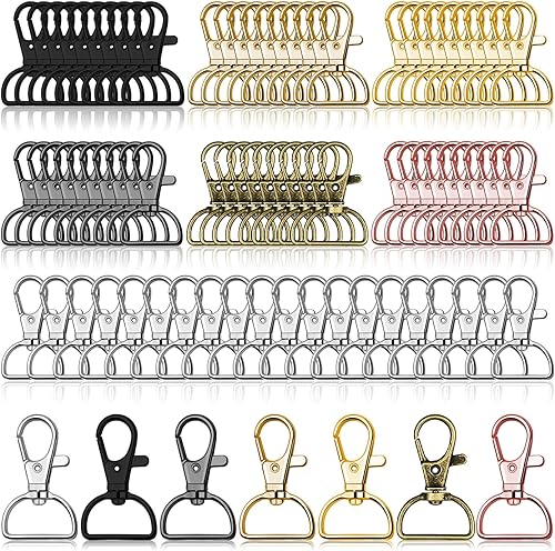 Miniatura 1 de Anezus - Ganchos de cierre giratorios, 80 ganchos de clip para llavero, accesorios de clip de anillo en D para hacer llaveros, fabricación de