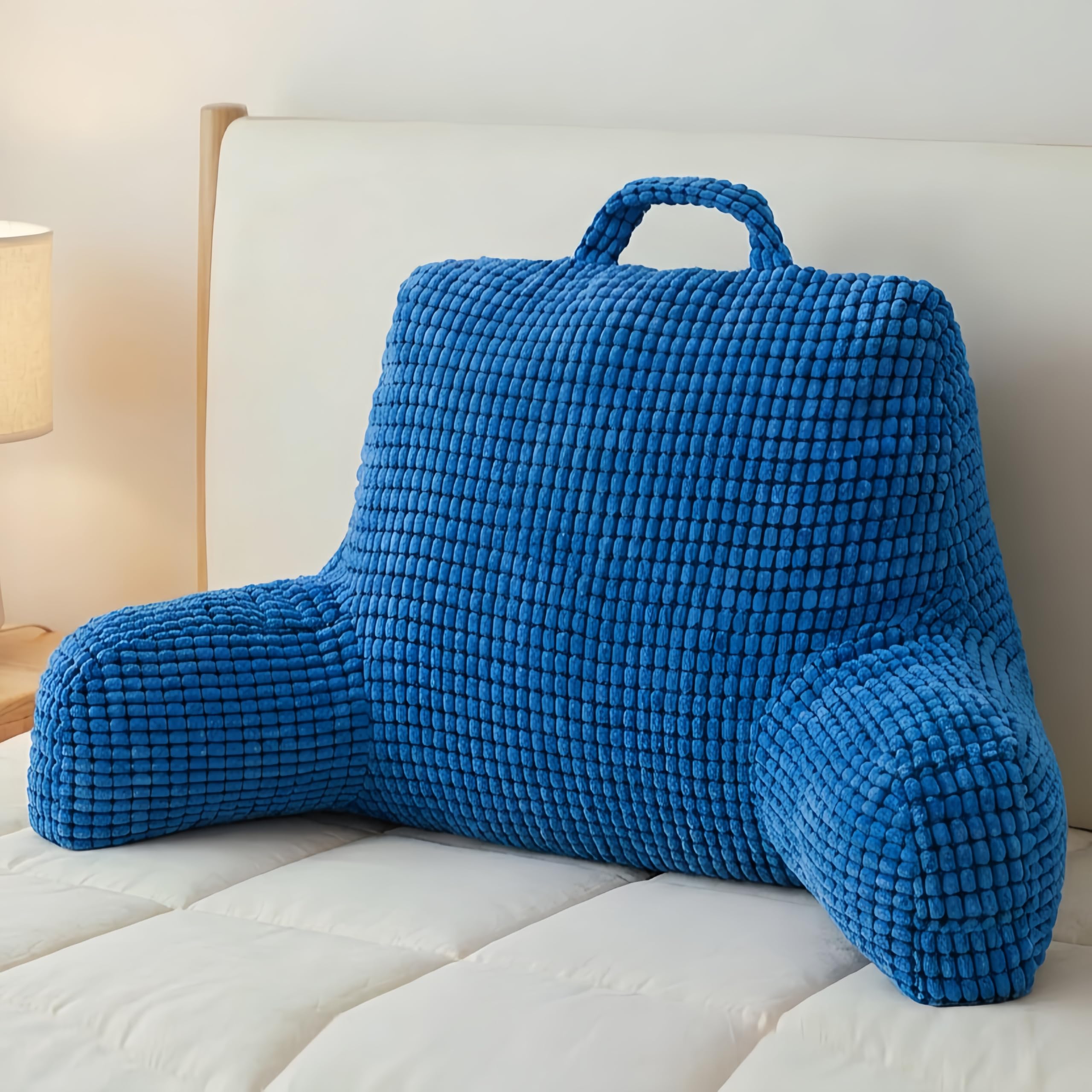 NOONTIDE Reading Pillow with Top Handle,Uniquely Designed Soft Fabric, Ergonomic Back Support for Bed,Cover Washable Sit up Pillow,Watching TV/Gaming/