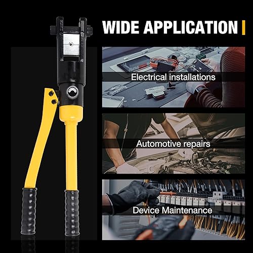 Miniatura 7 de Herramienta de prensado hidráulico 16T 8AWG-600MCM Herramienta de prensado de cables de 0.87 pulgadas Carrera hidráulica Lug Crimper eléctrico