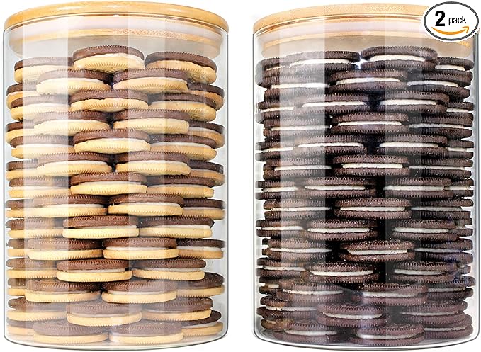 Glass Jars with Bamboo Lids, Glass Food Jars and Canisters Sets