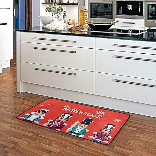 Miniatura 5 de VIKKO Alfombra de cocina de cascanueces de Navidad con copos de nieve, 39 x 20 pulgadas, antideslizante, decoración del hogar, alfombra de pasillo