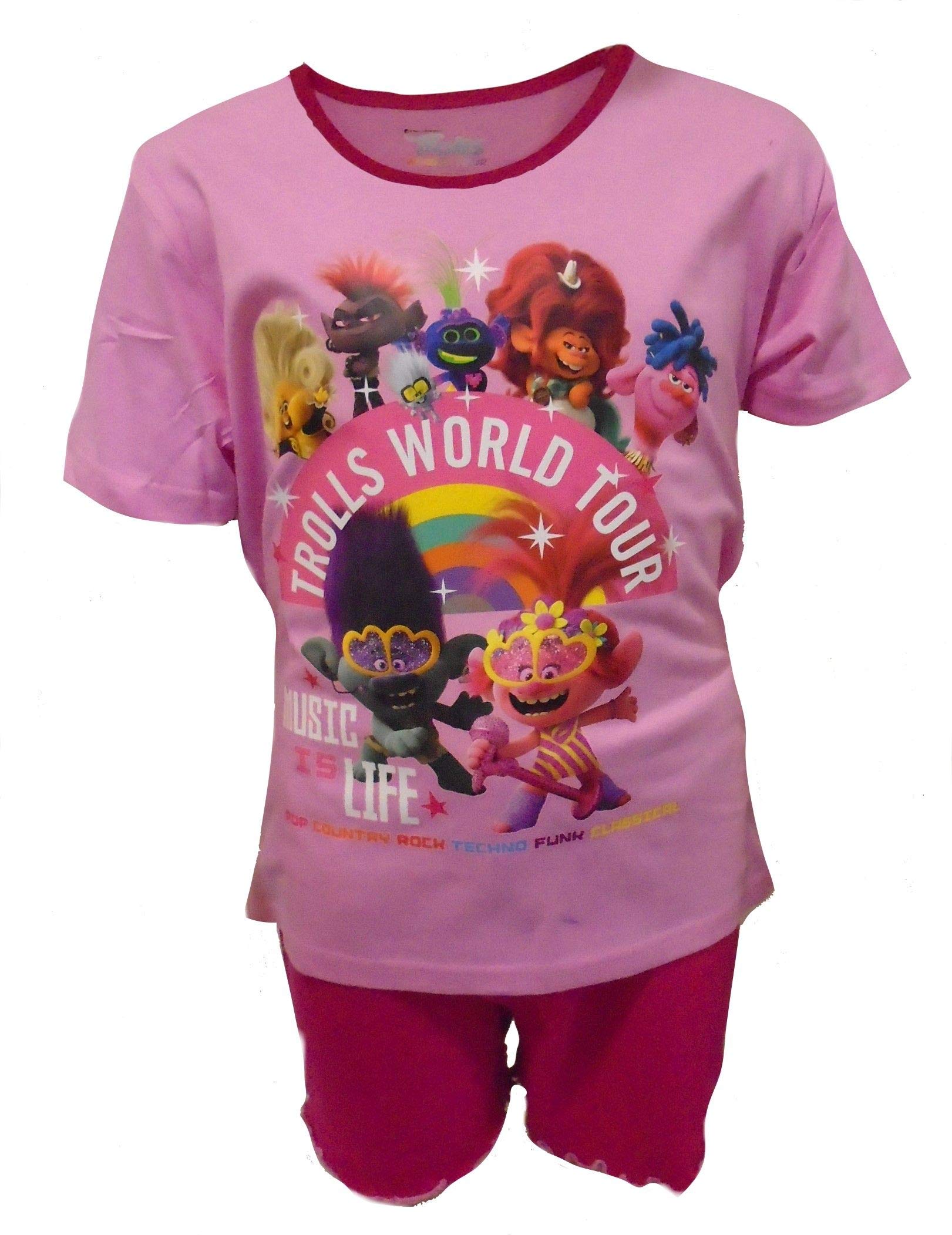 Tdp Textiles Girls Pink Trolls Shortie Style Pyjamas 7-8 Years