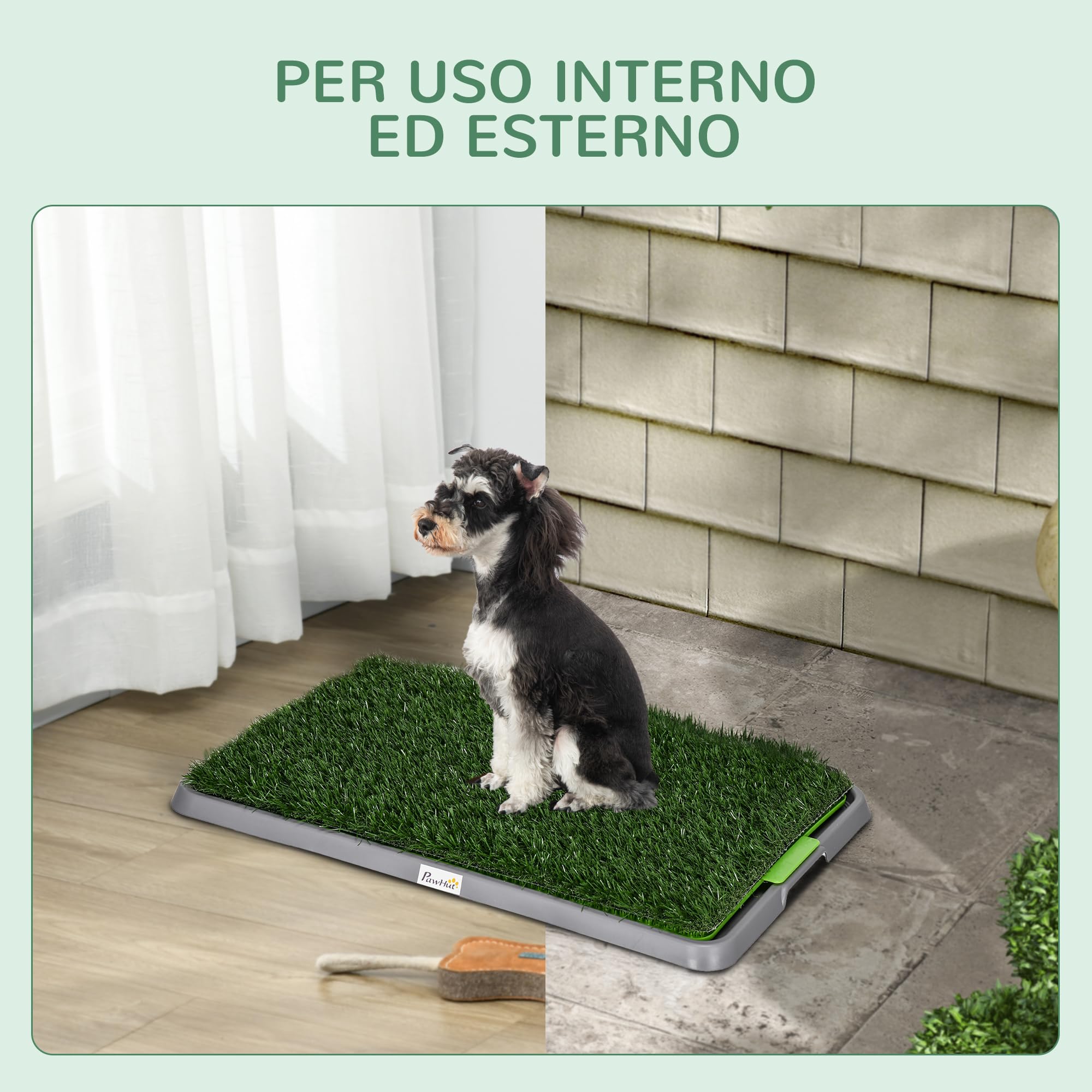 PawHut Toilette per Cani con Prato Sintetico e Erba di Ricambio, Lettiera per Cani e Cuccioli con Vassoio Inferiore per Interno ed Esterno, 67x41cm