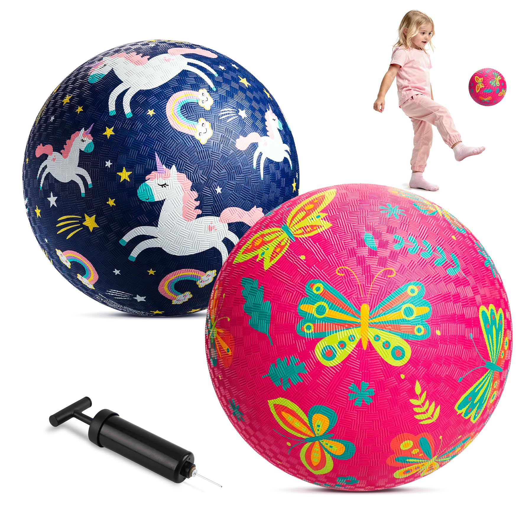 ZOOJOY Playground Balls for Kids 3-6, 6" Pack of 2 Rubber Bouncy Balls