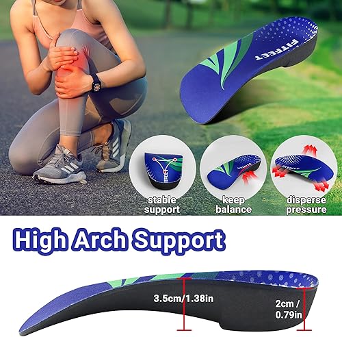 Miniatura 2 de Plantillas para fascitis plantar, plantillas de soporte de arco de 34 de longitud para mujeres y hombres, inserciones de zapatos para pies planos,