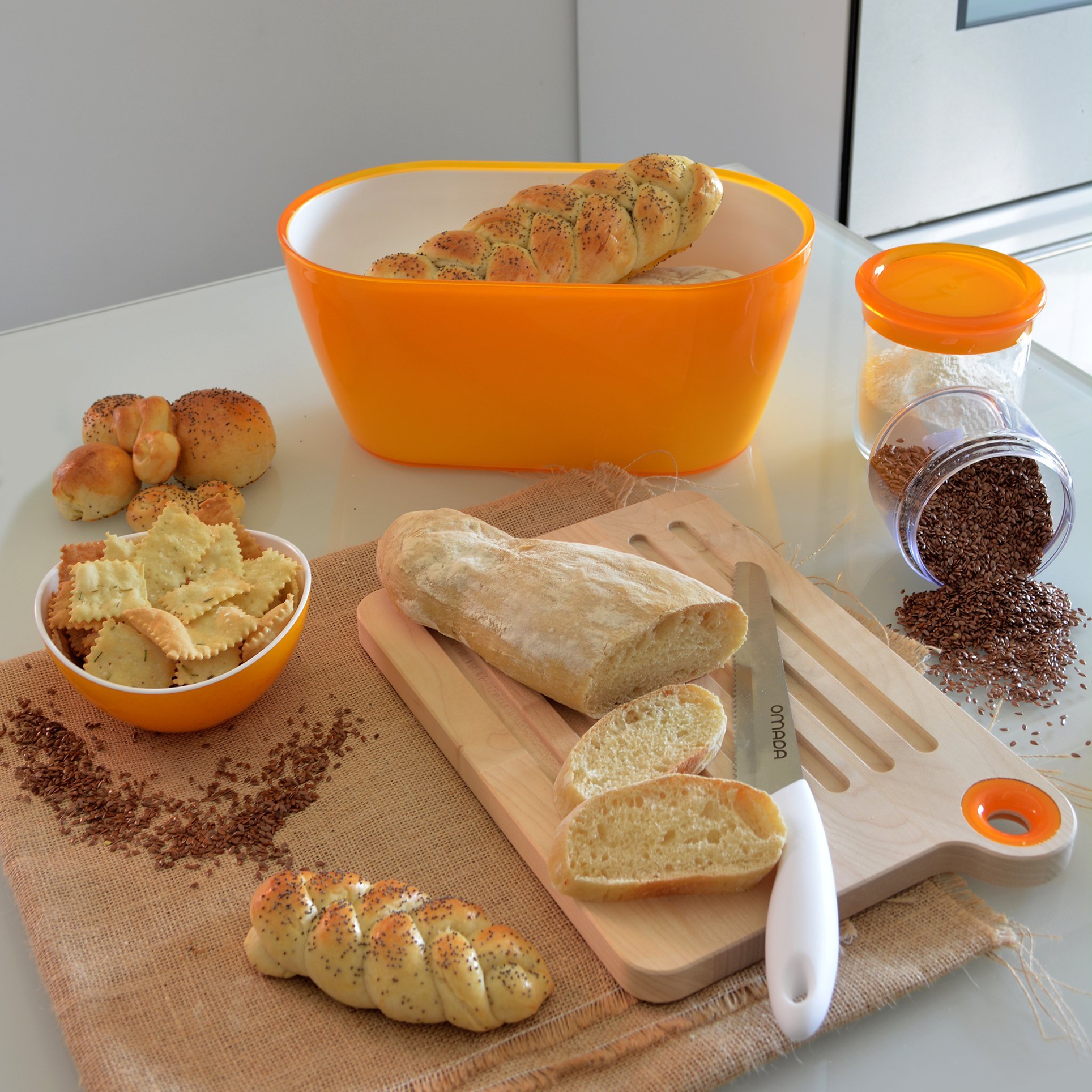 OMADA Portapane, Cassetta per Pane con Coperchio in Legno (34x19x H17 cm)