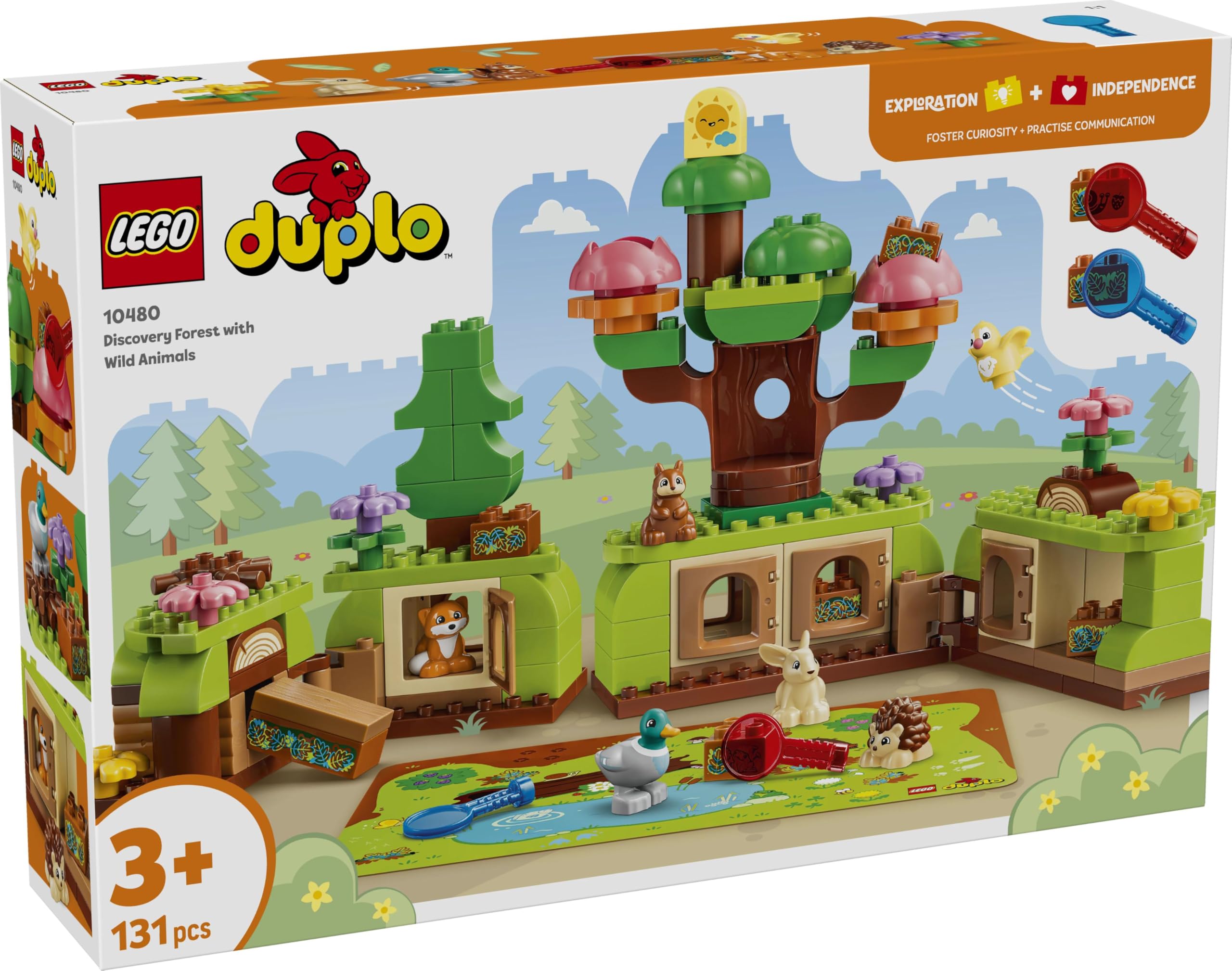 LEGO Duplo Découverte de la Forêt avec des Animaux Sauvages - Jeu Éducatif pour Tout-Petits - Jouet Montessori - Figurines d'animaux, Arbres & Tapis de Jeu - Cadeau pour Fille ou Garçon 3 Ans 10480