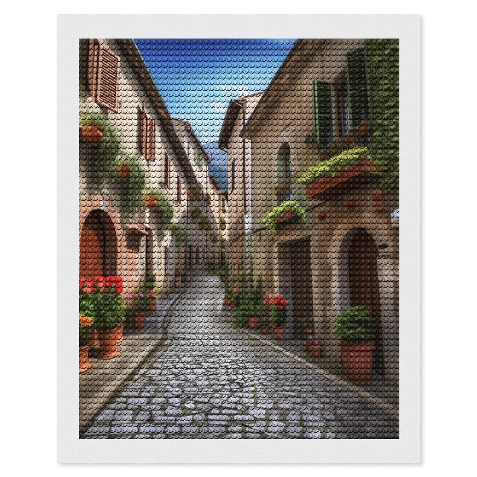 FekiLoot Diamond Art Kits for Adults, DIY 5D Italian Town Street Diamond Painting Kits for Beginners, Full Round Drill Diamond Dots Painting Gem Art Crafts for Home Wall Decor & Gift 16"x20"