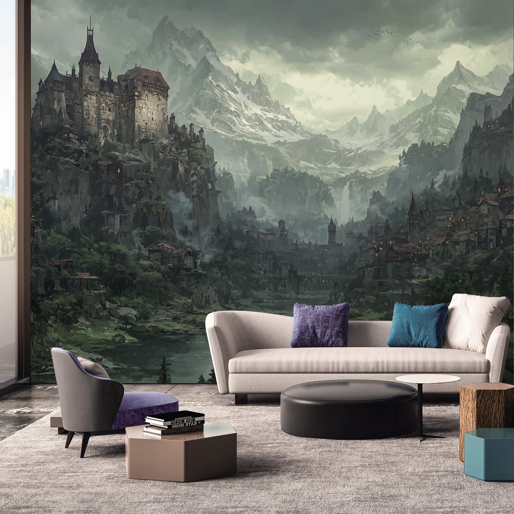 Nature Wallpaper, Fantasy Landscape 3D Wallpaper Murals, Nature Room Decor Wall Art for Bedroom Kitchen Living Room 200L x 150W cm โ image 1