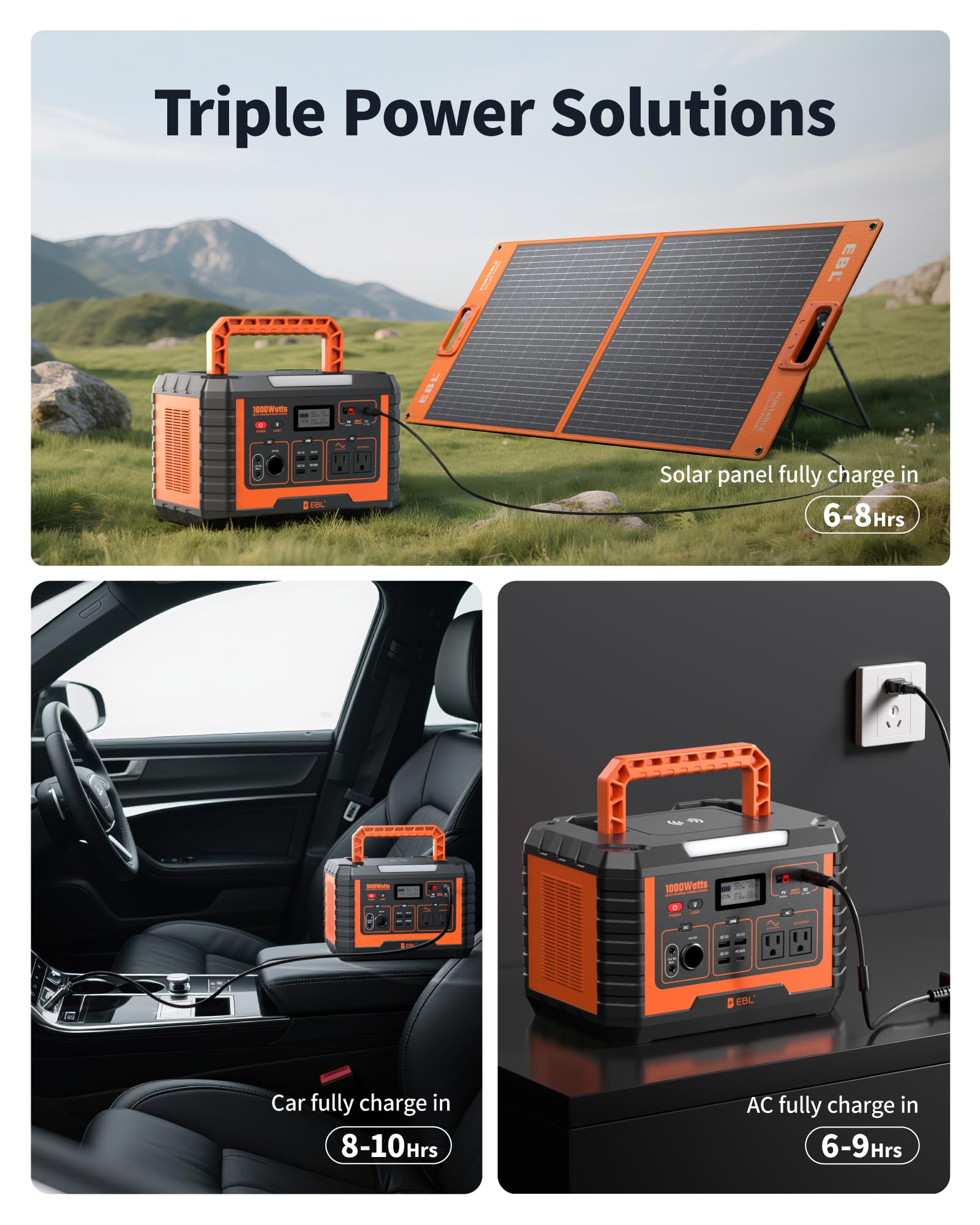 Amazon.com : EBL Portable Power Station 1000W, 999Wh Solar