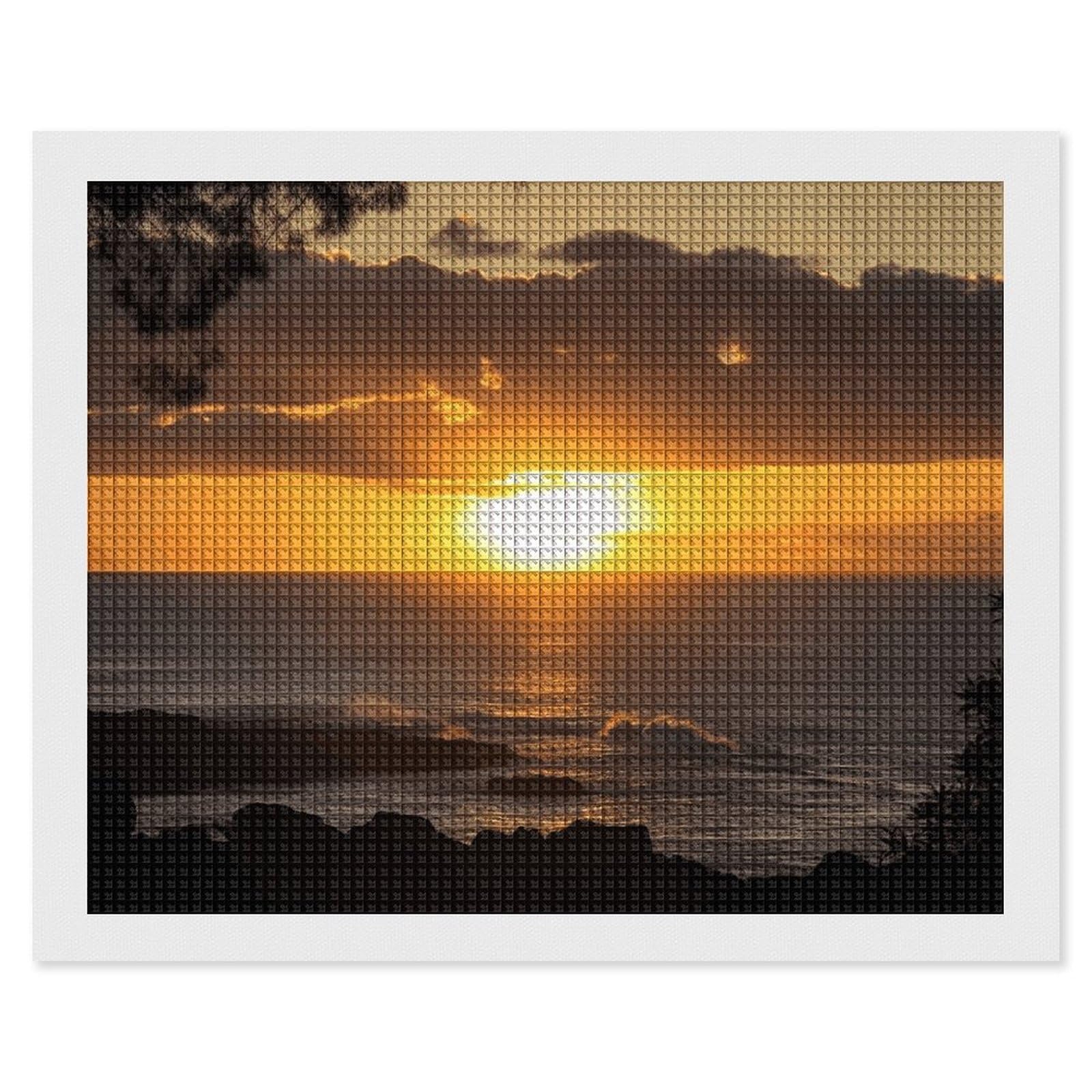 NONHAI Diamond Painting Kits for Adults - DIY Diamond Art Kits for Beginners - Full 5D Paint Drill Diamond Dots Paintings- Sunset Hawaii Beach Diamonds Pictures Gem Art and Craft Wall Decor 16"x20"