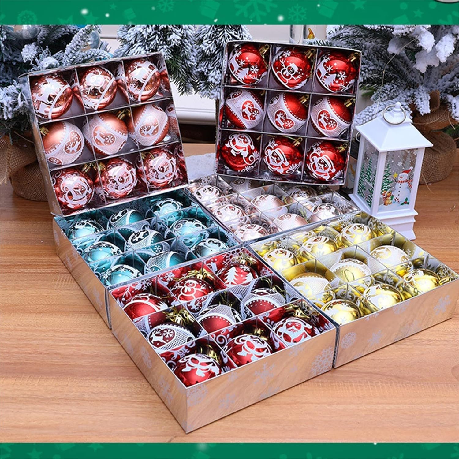 Palline Di Natale Vacanze Set Di 9 Palline Ornamenti Per Appendere L'albero Natale E Infrangibili. Natalizi Decorazione Con Decorazioni Natalizie(Rose gold)