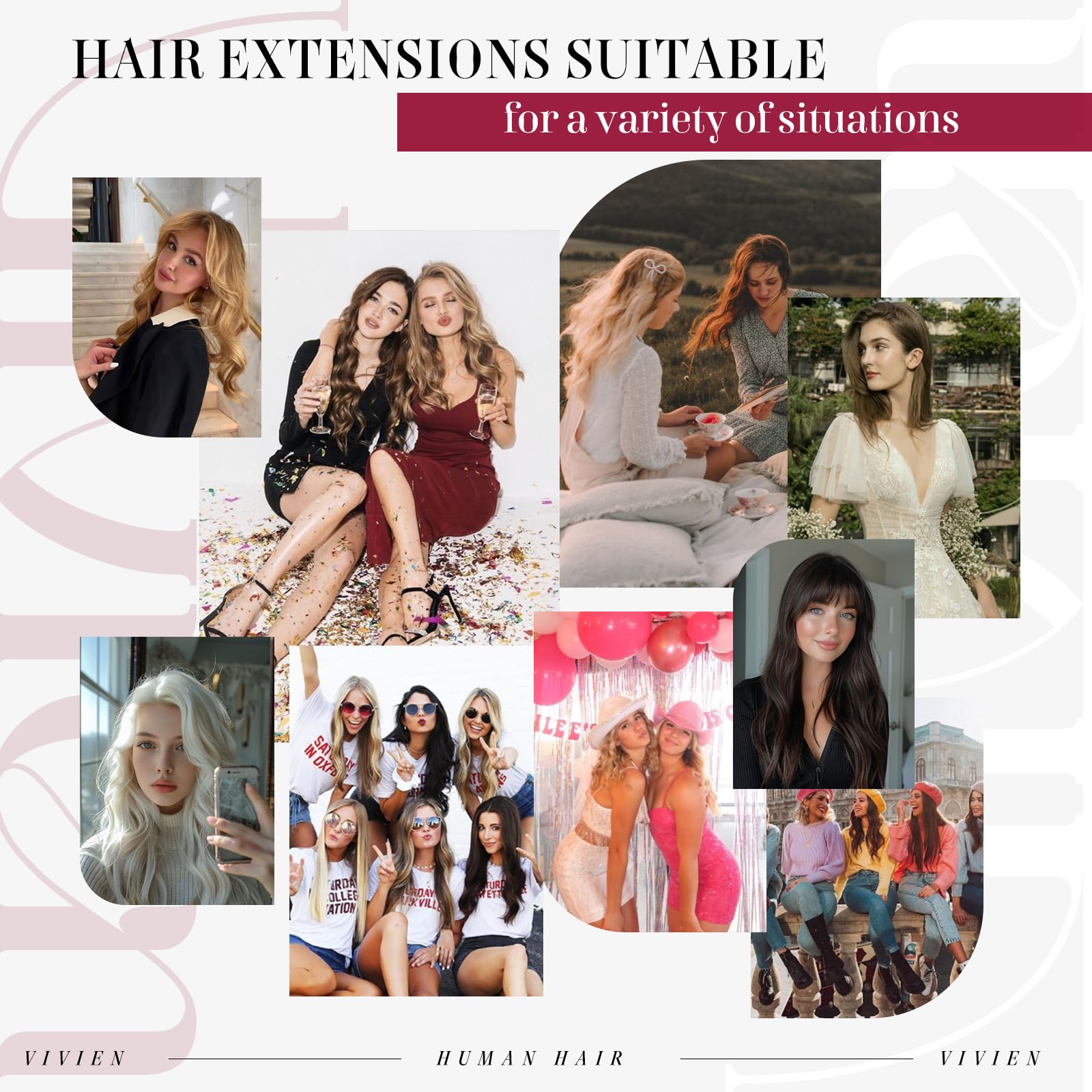 Vivien Human Hair Extensions Clip in Ombre Chocolate Brown to Caramel Brown Remy Clip in Hair Extensions 16 Inch #4/27/4 5Pcs 80g — view 7