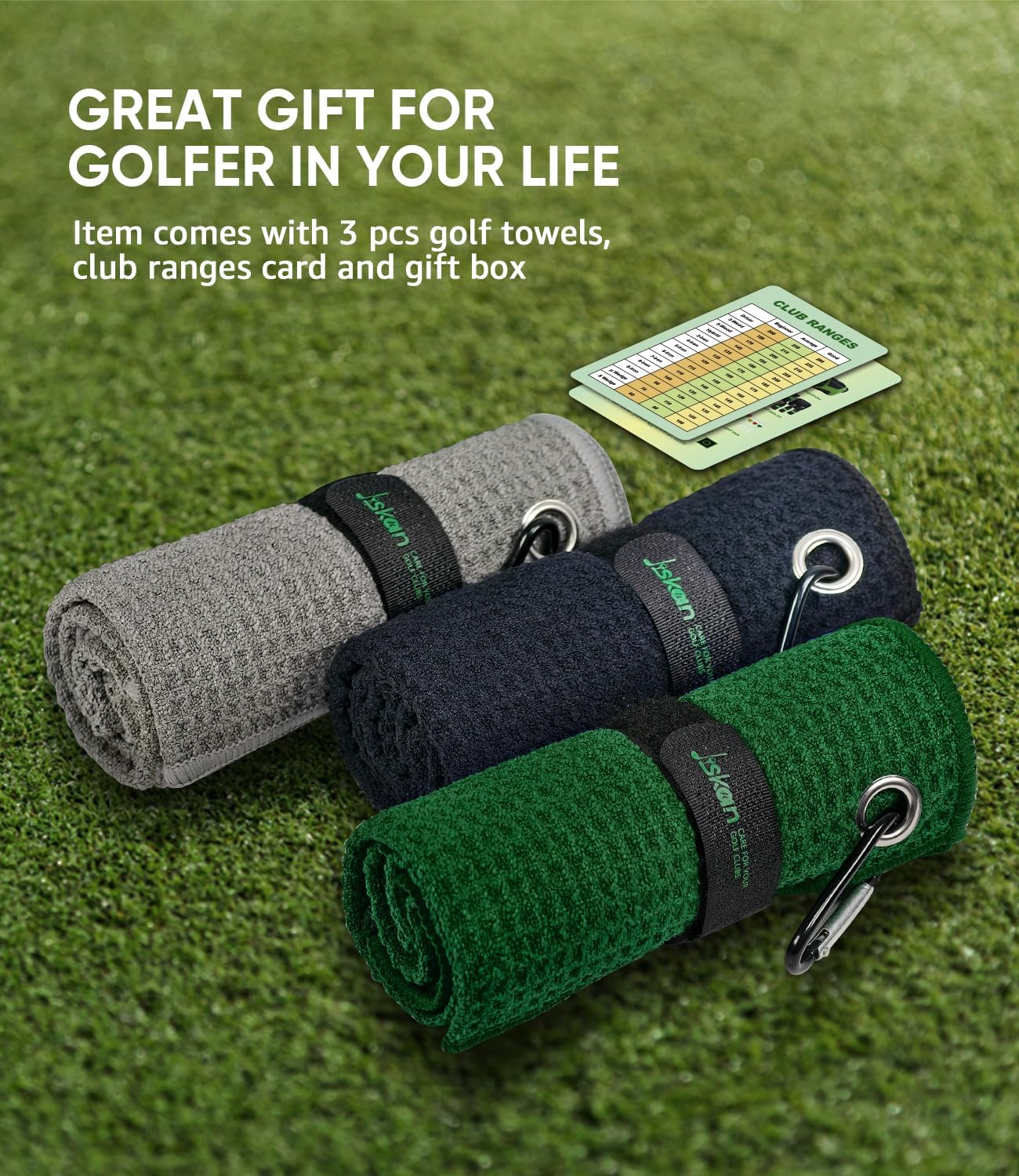 Pro Golf Towel Microfiber Golf Towel for Golf Bags (16" X 16") with Hook, Loop Fastener and Gift Box, Essentials Golf Accessories for Men, Golf Gifts for Men/Women - Image 4