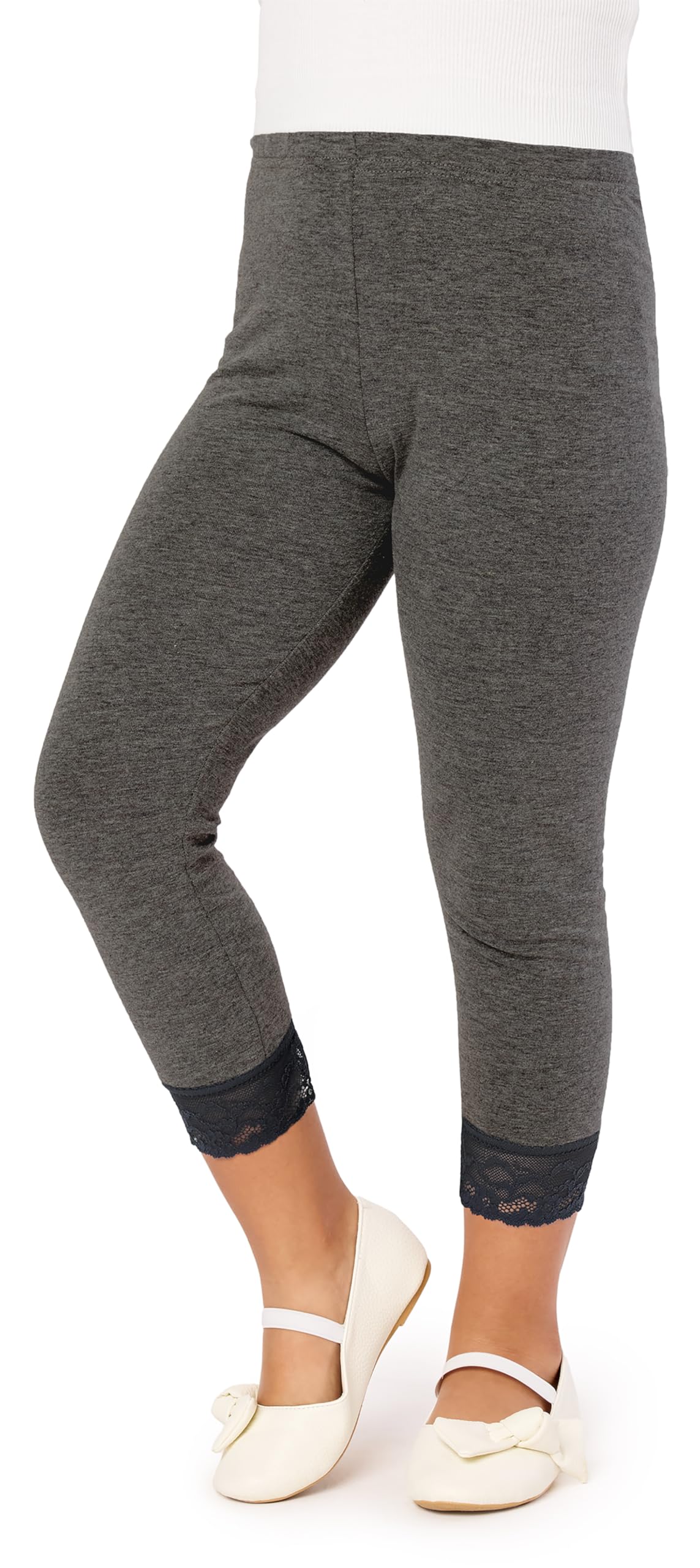 Merry Style 3/4 Leggings Mädchen aus Viskose bequeme Kurze Hose Mädchen mit Spitze MS10-293