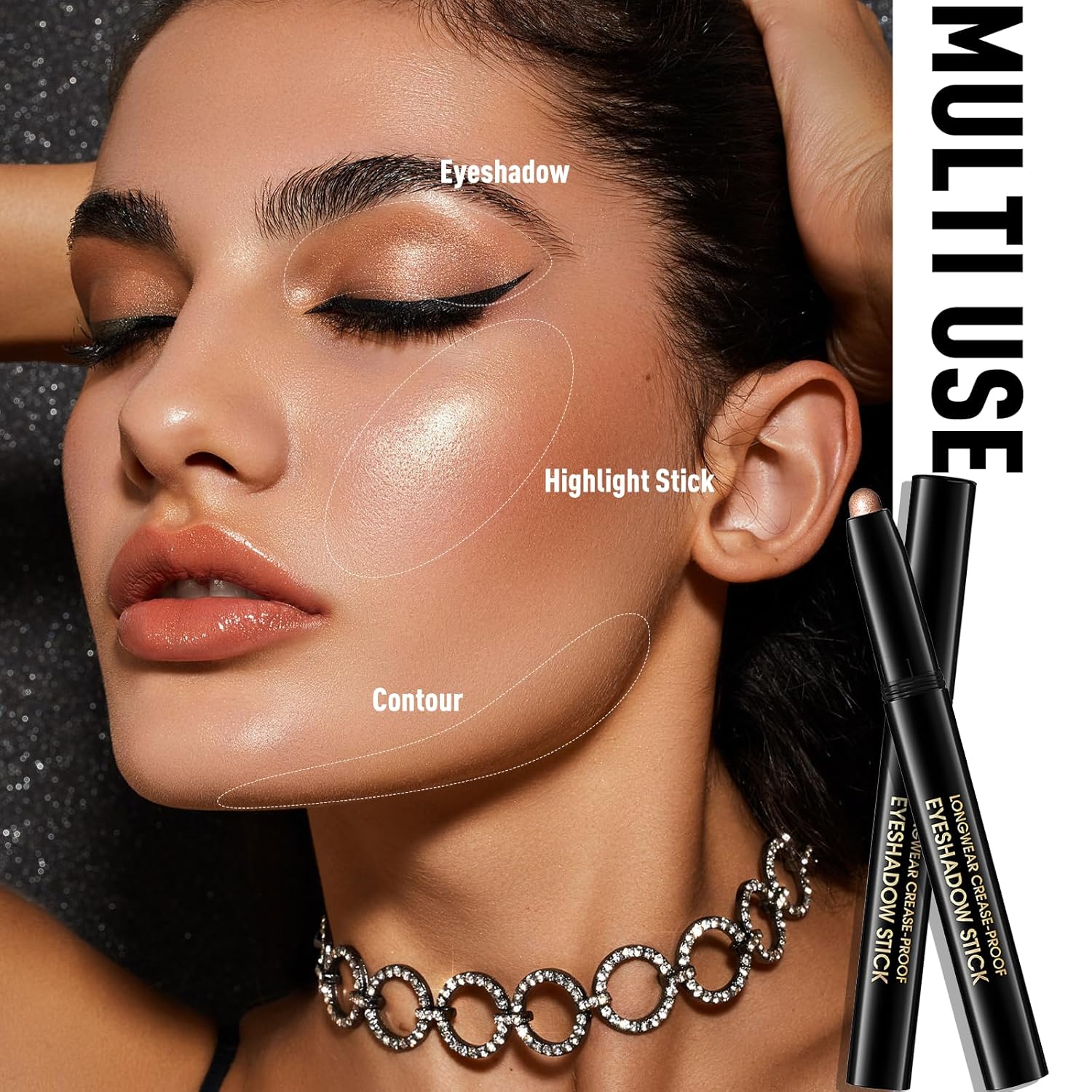 Eyeshadow Stick Waterproof Cream Eye Shadow Pencil Long-Lasting Crease-Proof Shimmer Glitter Eyeshadow Crayon Smooth High Pigmented Highlighter Neutral Eye Shadow Liner Makeup, 1 CARAMEL - Image 7