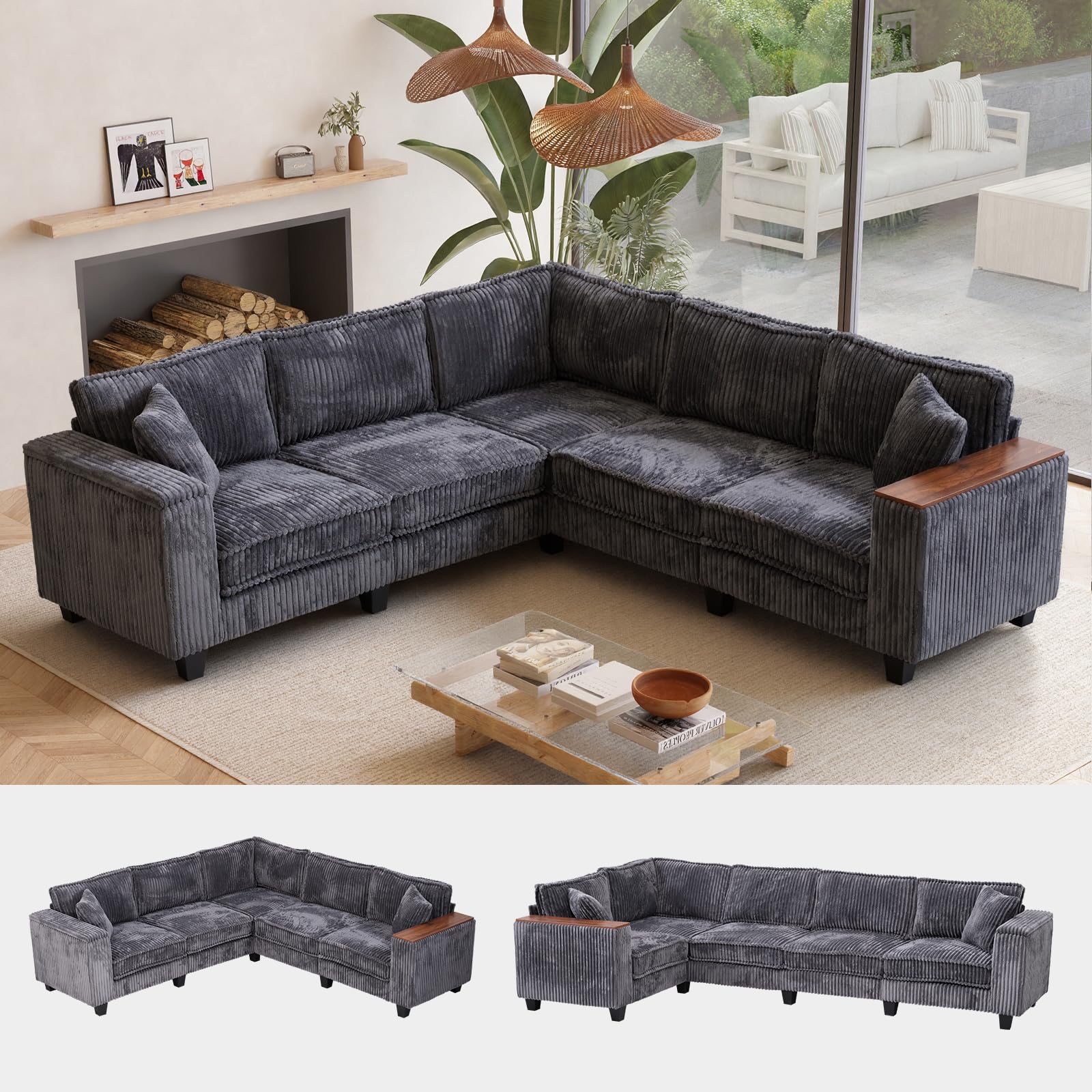 Amazon.com: EYBCT 97 Inches Corduroy Couch with 2 Pillows Deep