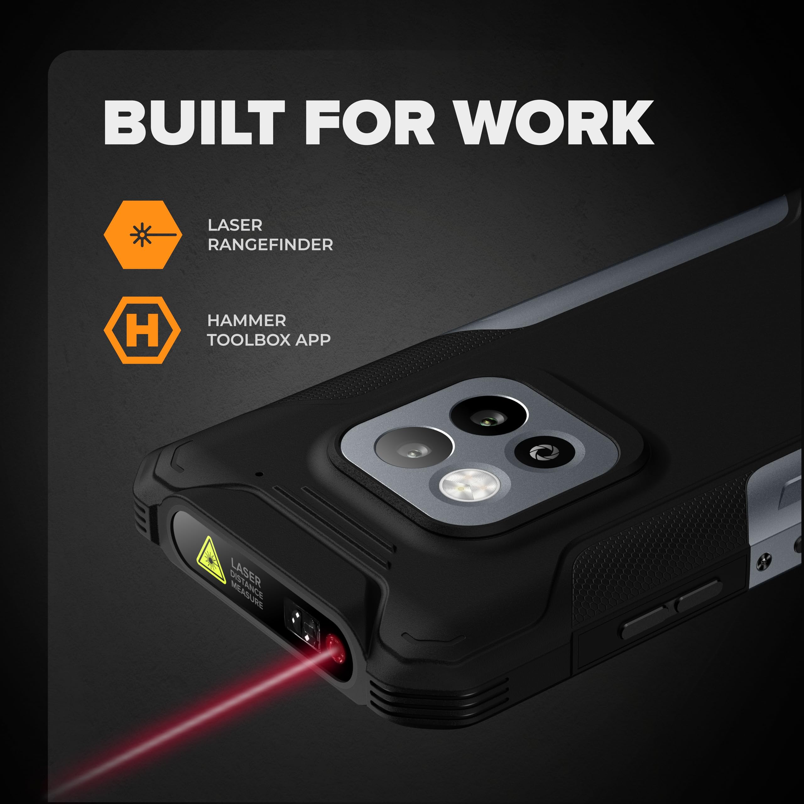 Hammer Construction 2 5G Smartphone Ultra Ruggento 50M Laser Righello - Dettaglio