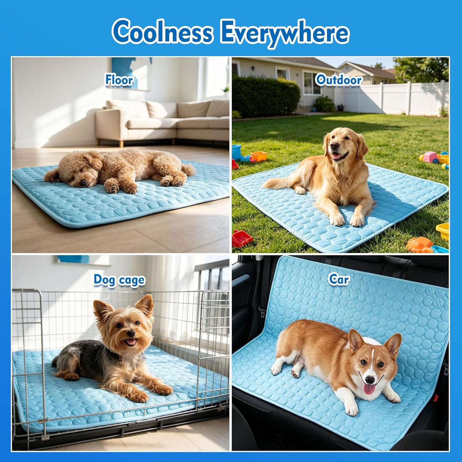 Alfombrilla de refrigeración para mascotas, lavable, transpirable, para perros y gatos, ideal para comodidad en interiores durante el calor del verano