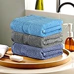 Urbane Home Pack of 3 Cotton Hand/Face Towels for Men & Women | Easily Washable | Workout Gym Napkins for Men | Pocket Towel – Dark Blue-Grey & Sky Blue