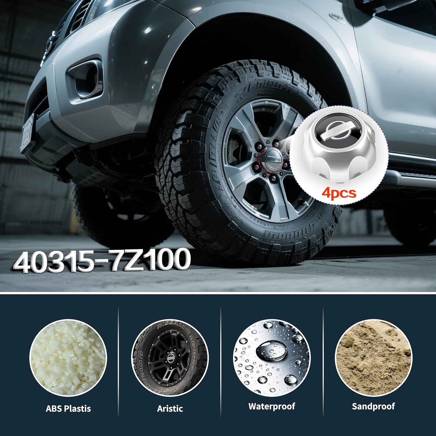 4pcs Silver Wheel Hub Center Cap Compatible with Frontier Xterra 00-04 16in 40315-7Z100