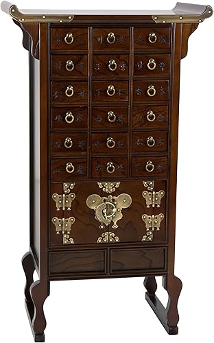 Oriental Furniture Cofre de hierbas de estilo coreano con 18 cajones, color marrón