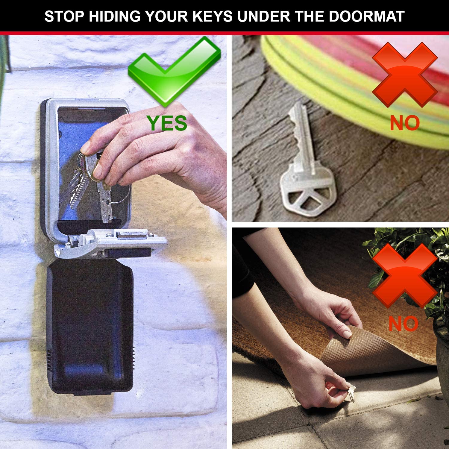 Master Lock Schlüsseltresor mit beleuchteten Zahlencode + Ausziehbares Schlüsselkabel [Medium] [Wetterfest] - 5425EURD - Schlüsselsafe