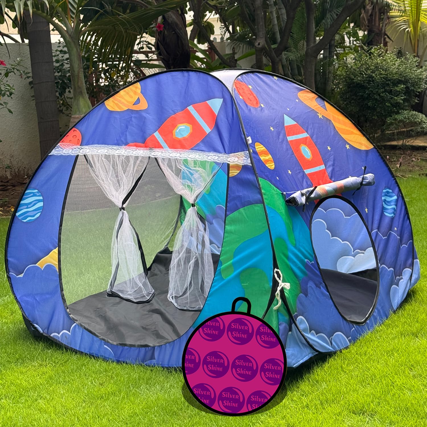 Foldable Play Tent House Big Size for Girl Boys with Planet -20