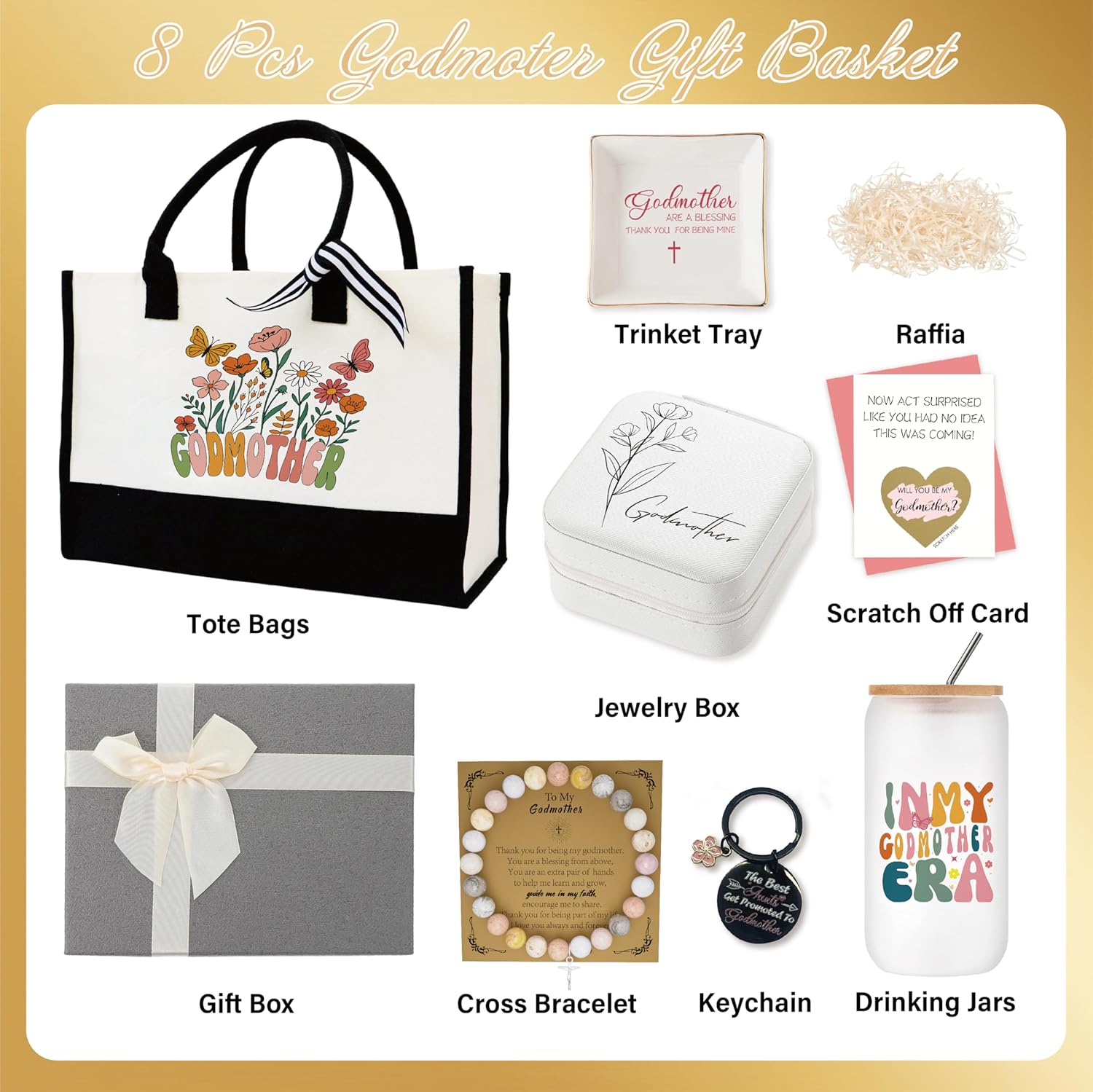Godmother Proposal Gift 8 Pcs God Mother Gift Basket Set Will You Be My Godmother from GodChild Baptism Birthday Mother's Day Christmas Gifts for Godmom Gifts for Women - Image 5