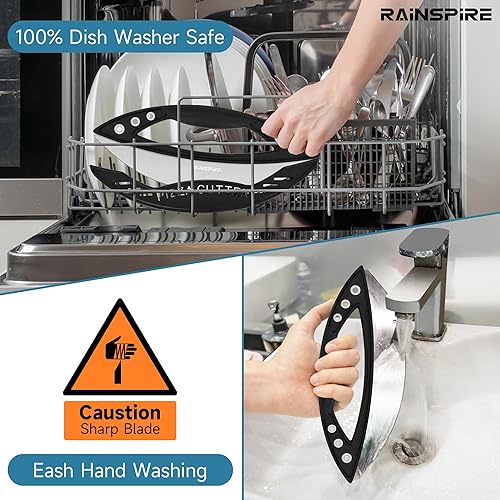 Vista 4 de Rainspire Cortador de pizza de 12 pulgadas, hoja basculante de acero inoxidable para pizza con tapa, cuchillo de pizza de hoja afilada, apto