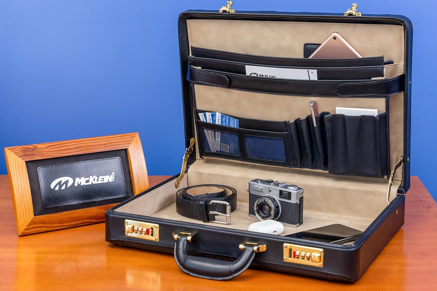 McKlein LAWSON, Leather 3.5" Laptop/Computer & Tablet Business Briefcase Attaché Bag Case, Men Women Laptop Briefcase, Laptop Compartment bag, Tablet Pocket bag, Business Bags, Travel Cases