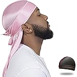 ForceWave Silky Durag for Men Wave Cap Satin Dorag for Men Women 360 Wave Pink