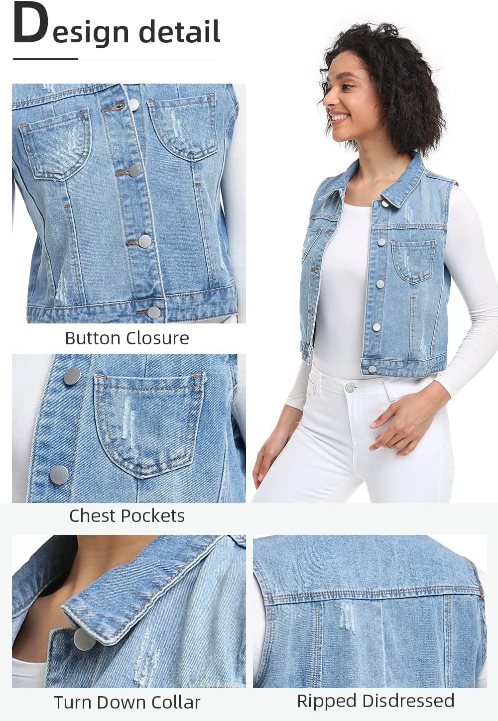Xeoxarel Women's Denim Vest, Sleeveless Jean Jacket (XS-XXL) - Image 5