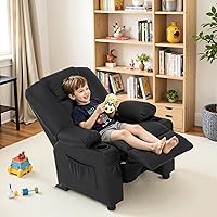 Vista 2 de MCombo Sillón reclinable para niños grandes para edades 3+, Silla reclinable para niños, Sillón reclinable para niños pequeños con portavasos, Cuero