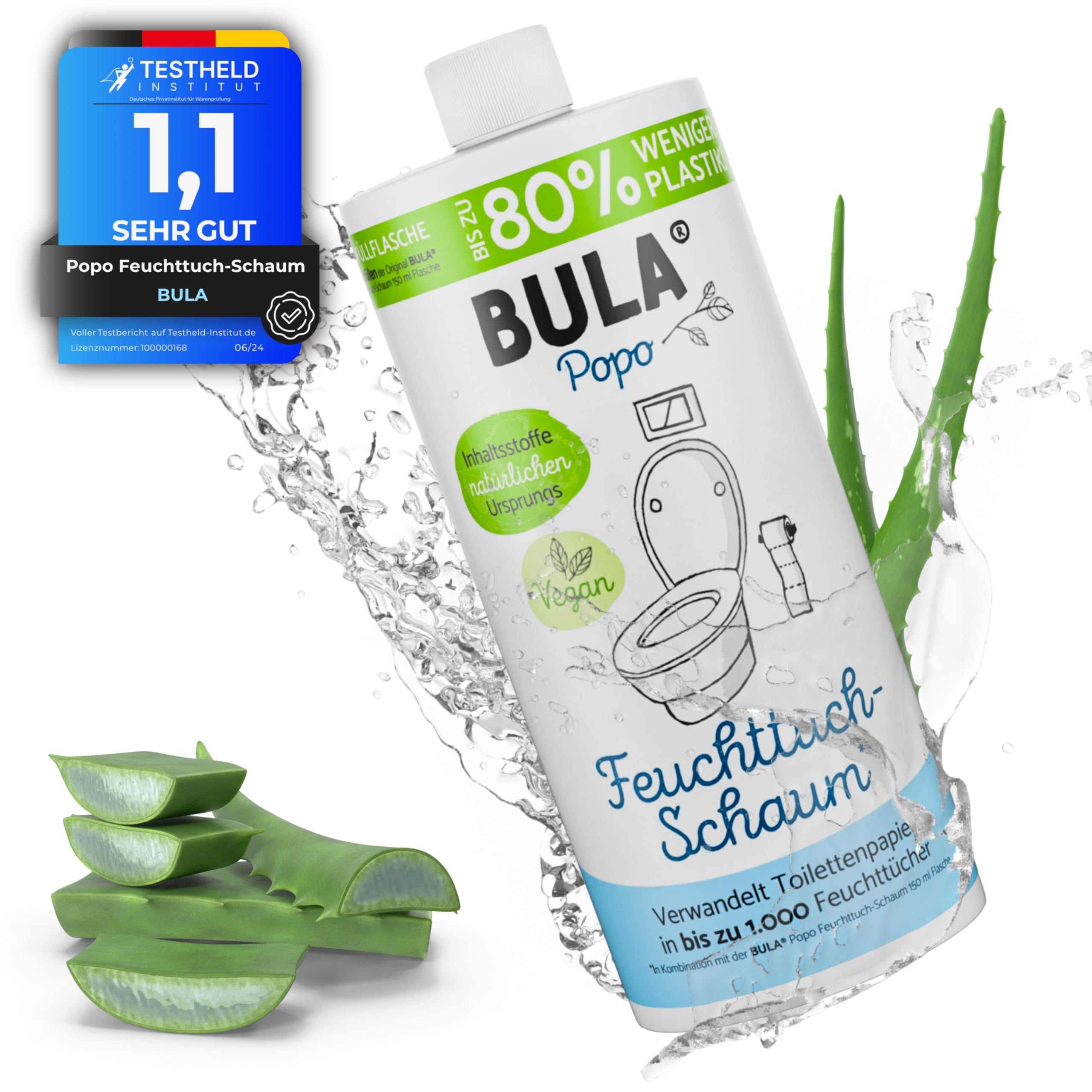 BULA® Popo NACHFÜLL-Flasche (750 ml) NUR ZUM AUFFÜLLEN unserer 150 u. 50 ml-Flasche! | ersetzt bis zu 1.000 Feuchttücher! | mit Inhaltsstoffen aus natürlichem Ursprung