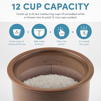 AROMA Professional Rice Cooker with Purple Clay Cooking Pot, 6-Cup (Uncooked) / 12-Cup (Cooked), Healthy Grain Multicooker, Natural Ceramic, 3 Qt, White, ARC-7206P