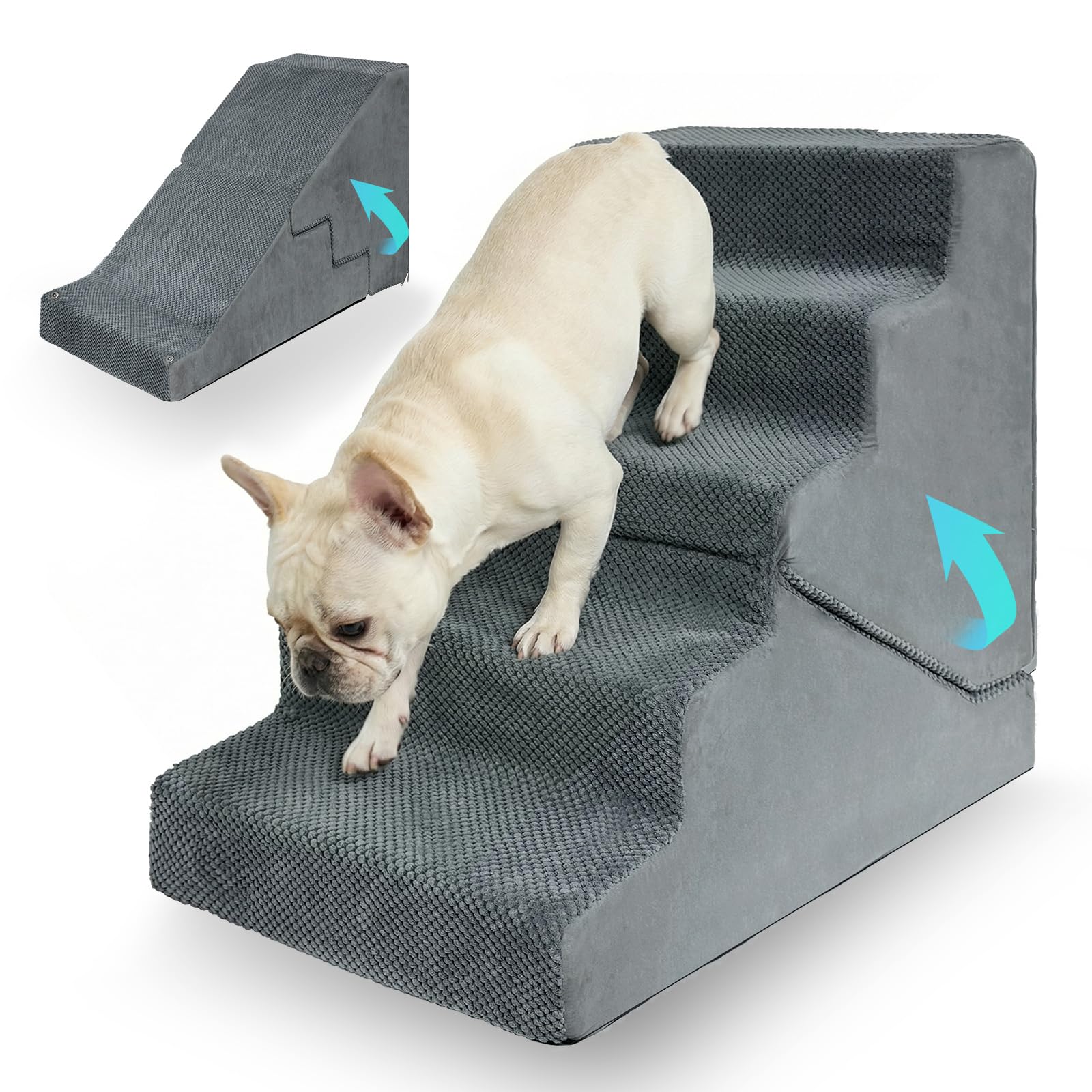 SOLIDEE 2-in-1 Dog Steps Height Adjustable for Bed & Sofa