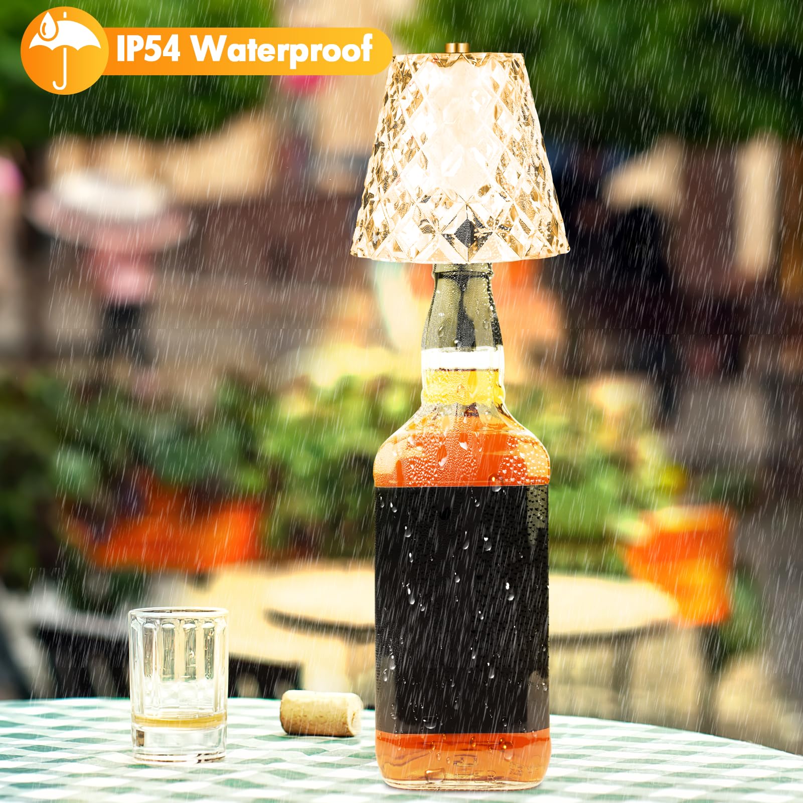 Welltop Wireless Bottle Lamp, Crystal Clear Bottle Lamp Shade with