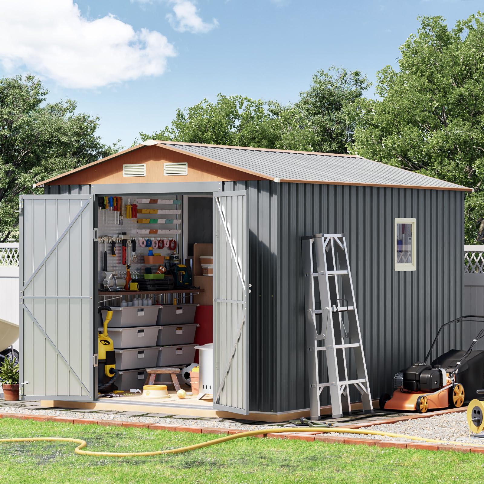 Verdeluxe 8x10 FT Metal Shed Matte Gray