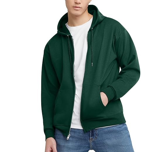 Hanes mens Zip-up Hoodie, Ecosmart Fleece Full-zip Hoodie for Men, Hooded Sweatshirt