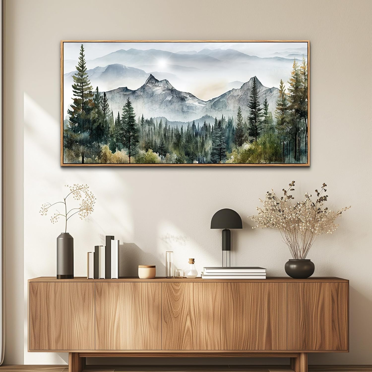 MHARTK66 Large Wall Decor For Living Room Wood Framed Wall Art For Office Bedroom Pictures Abstract Mountain Forest Landscapes Ink Canvas Prints Painting Artwork Modern Stretched and Framed Poster - Image 8