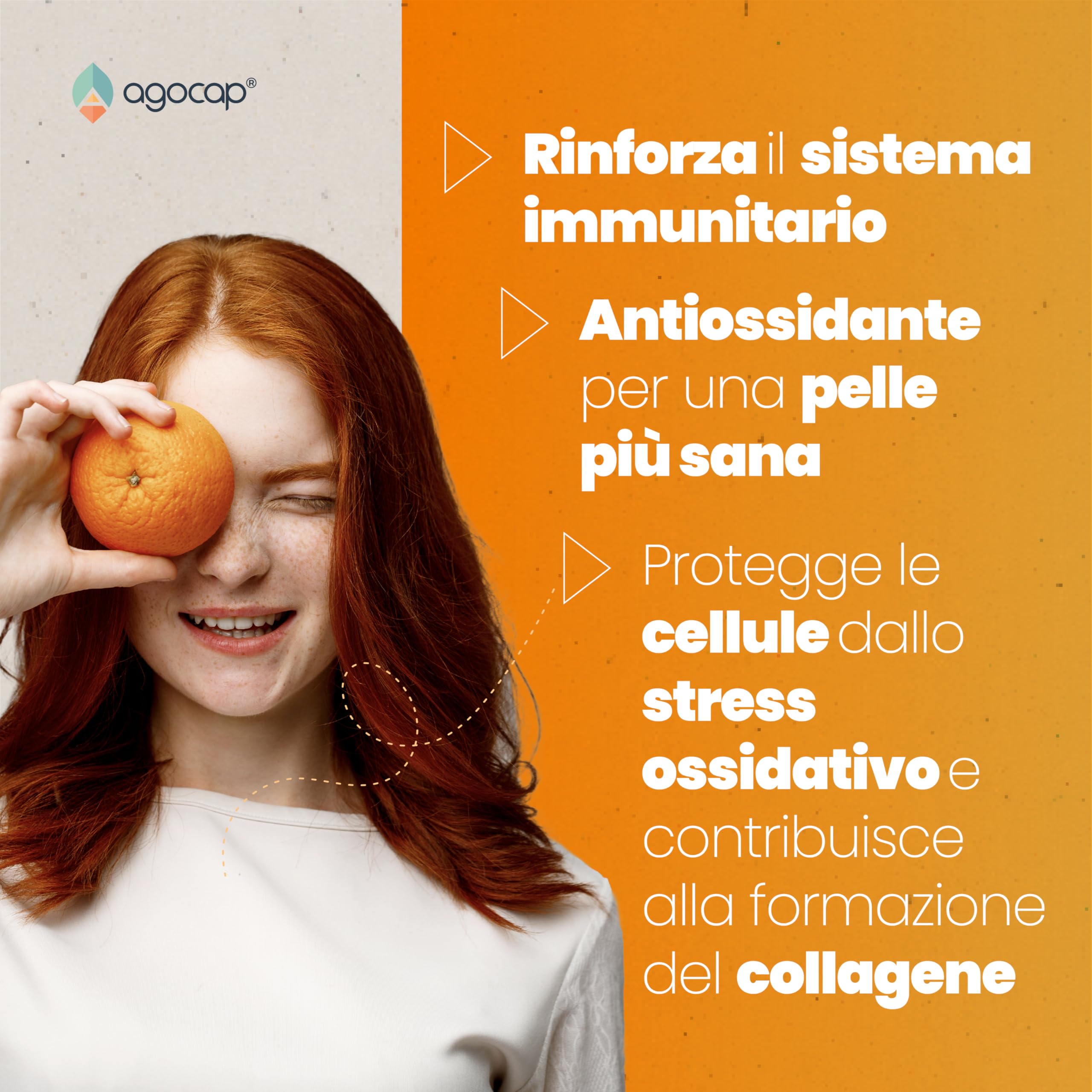 Vitamina C 1000mg, per dose giornaliera - ALTO ASSORBIMENTO. Vitamin C Pura con Rosa Canina e Bioflavonoidi da Agrumi. Vitamina C alleato per le difese immunitarie. 160 cpr da 500mg, Vegana, Agocap