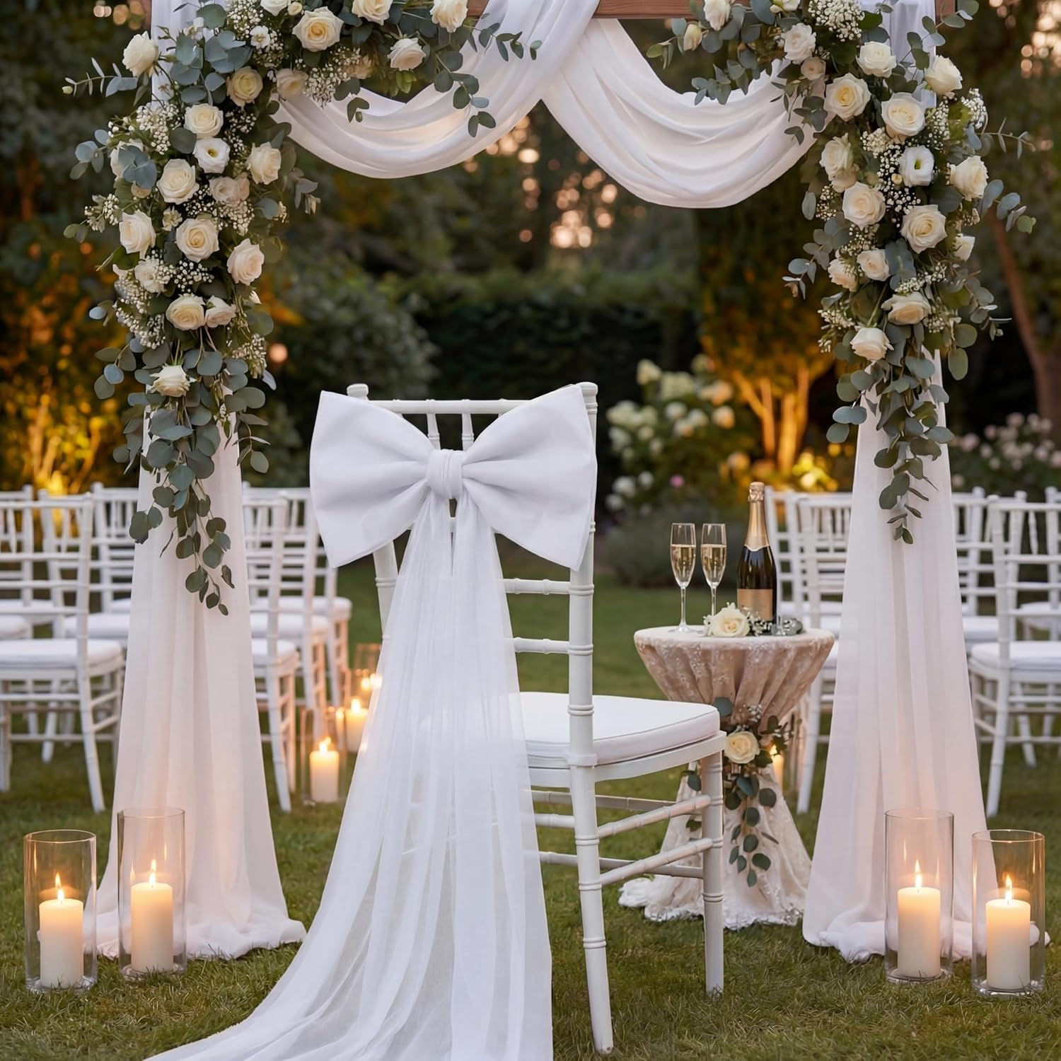 Zeyune Giant Mesh Bow Wedding Decoration Extra Large Bow Coquette Room Decor Hanging Backdrop for Wedding Door Arch Birthday Baby Shower Bachelorette(White,118.11 x 29.53 Inch)