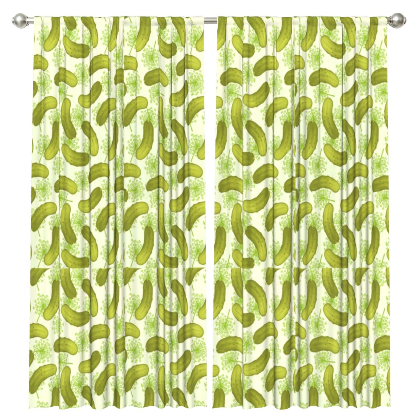 InOmak Dill Pickles, 2 Panels Window Curtains 52 x 84 Inch Blackout Curtains for Living Room Bedroom