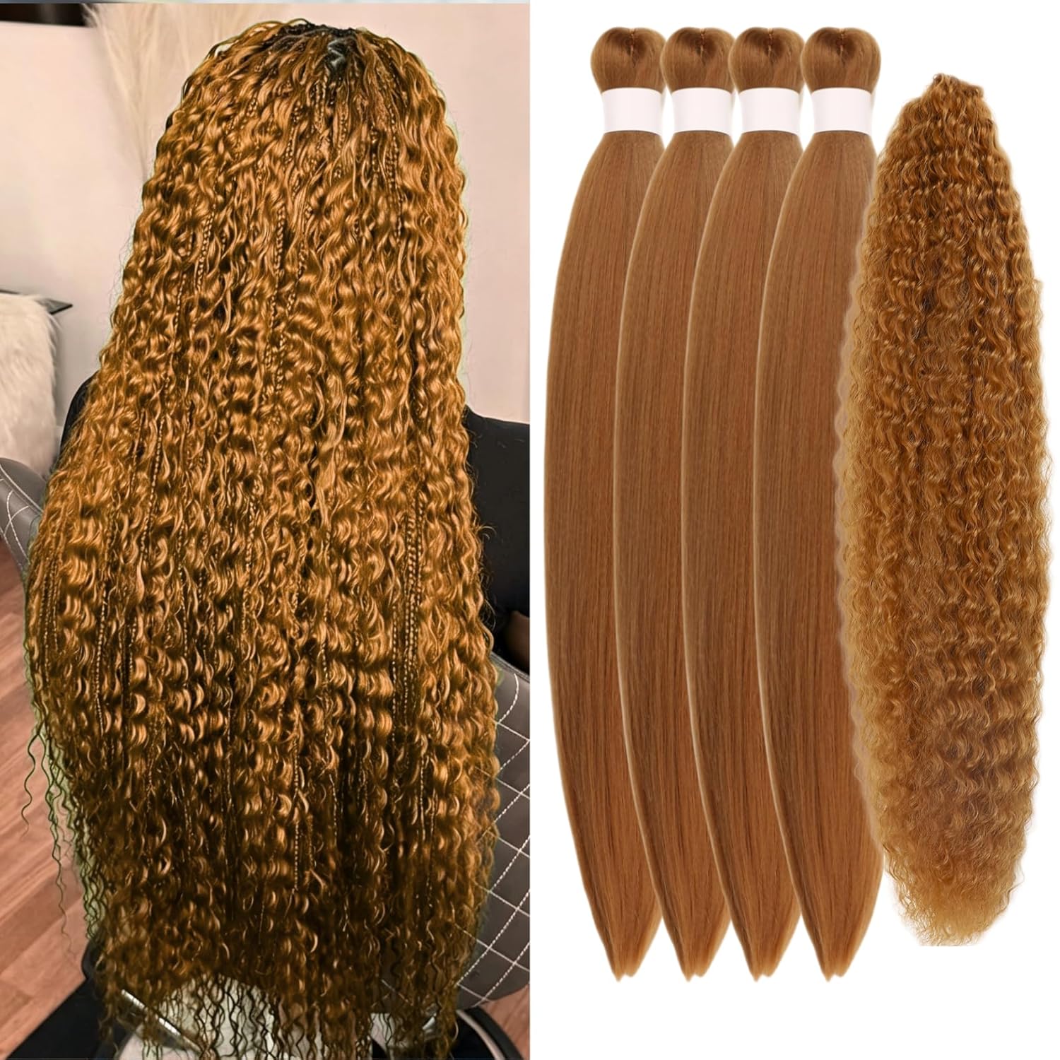 Amazon.com : Gozill Boho Braiding Hair Honey Blonde 27 Boho Curly Deep ...
