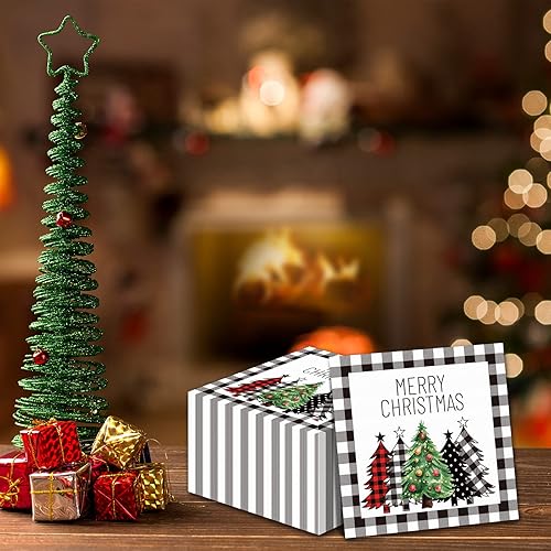 Miniatura 5 de Servilletas de Navidad Negras y Blancas con Estampado de Búfalo de Granja, Servilletas de Papel para Invitados de Invierno, Toallas de Mano