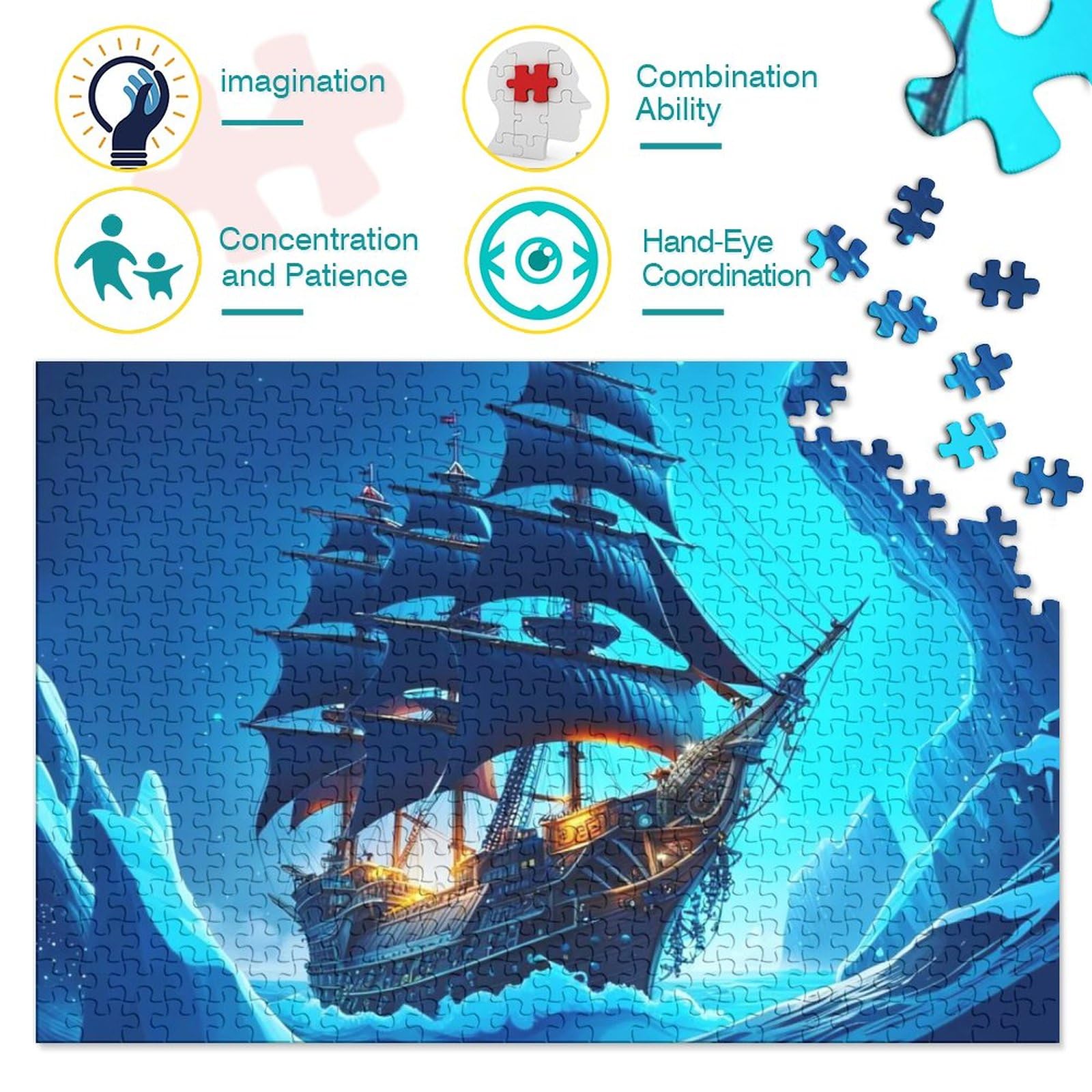 Puzzle De 1000 Piezas – Barco En La Playa – Tamaño 26x38 Cm – Incluye Póster A Color Real – Ideal Para Adolescentes Y Adultos – Regalo De Cumpleaños Y Juguete Educativo Para La Familia