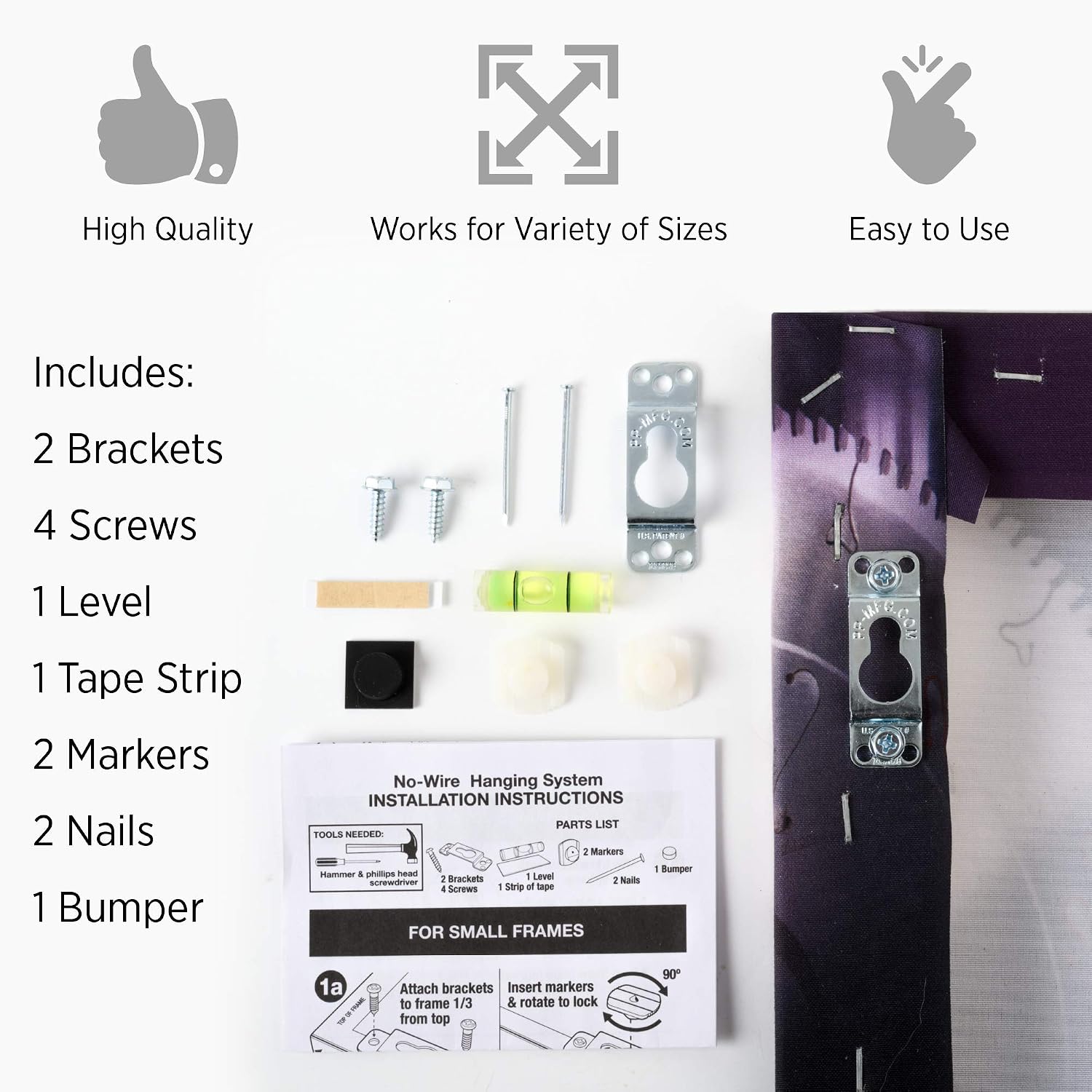 Fletcher Picture Perfect No-Wire Hanging System, Hang Wall Art up to 50 Pounds
