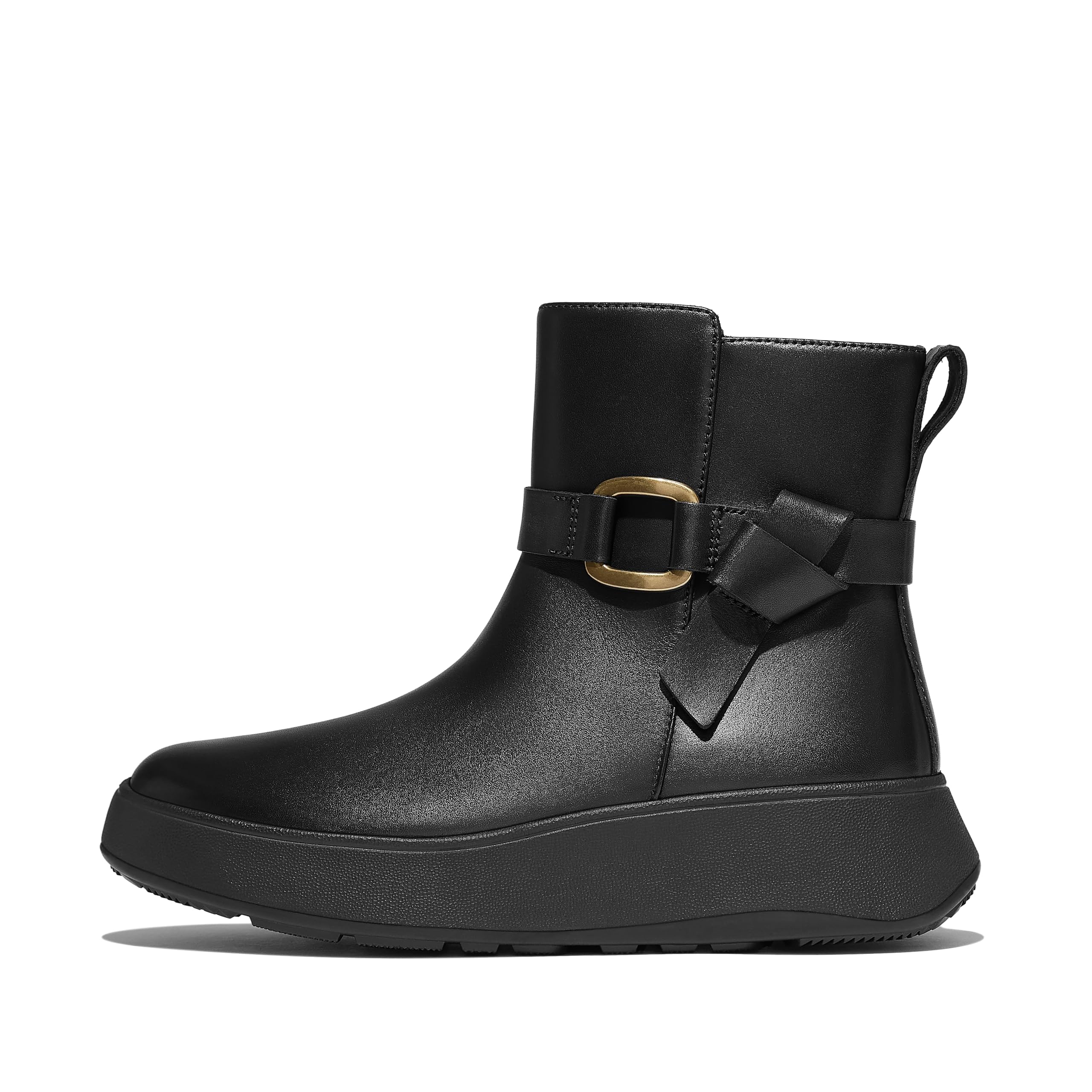 Fitflop F-mode Square-ring Leather Flatform Ankle Boots StivalettoDonna
